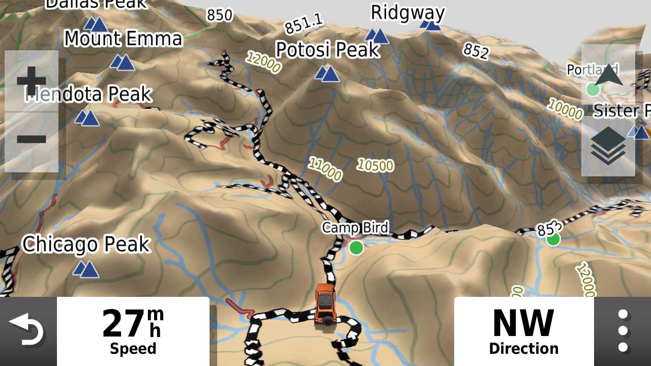 Écran de cartes hors route